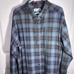 Columbia Long Sleeve Button Down Mens Shirt Sz XXL Blue Plaid